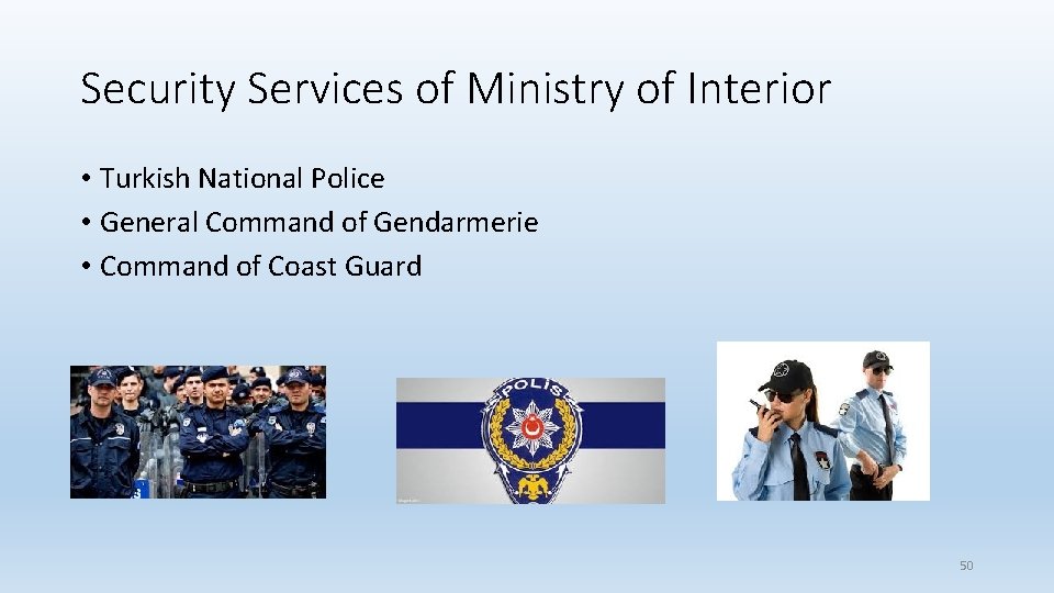 Security Services of Ministry of Interior • Turkish National Police • General Command of