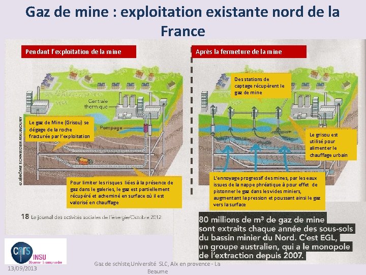 Gaz de mine : exploitation existante nord de la France Pendant l’exploitation de la