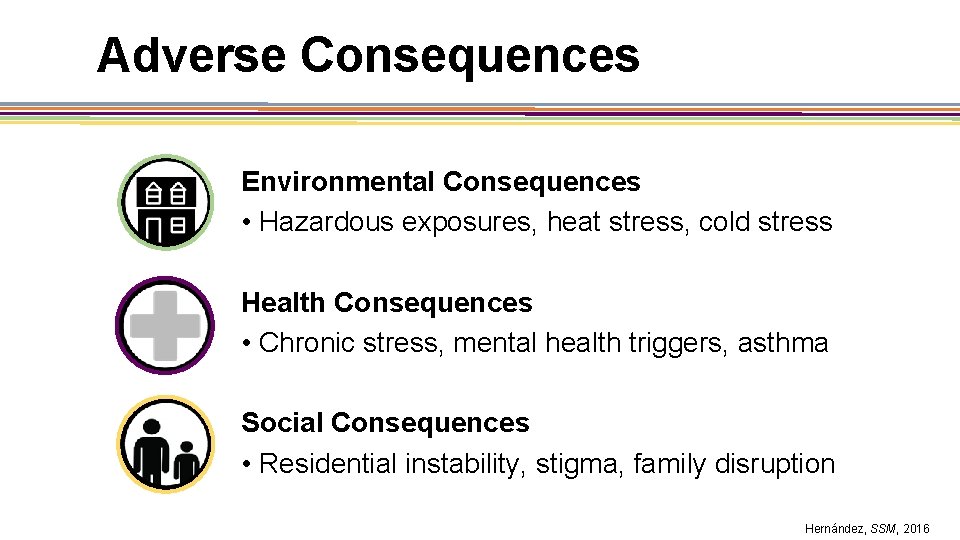 Adverse Consequences Environmental Consequences • Hazardous exposures, heat stress, cold stress Health Consequences •