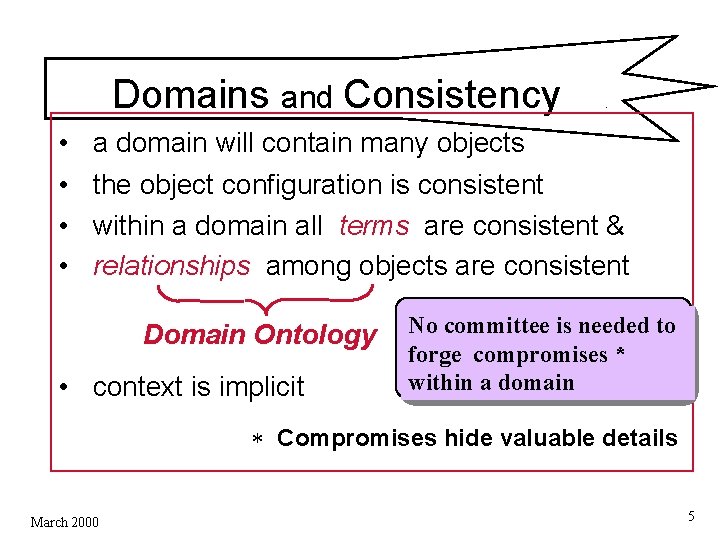 Domains and Consistency • • . a domain will contain many objects the object Domains and Consistency • • . a domain will contain many objects the object