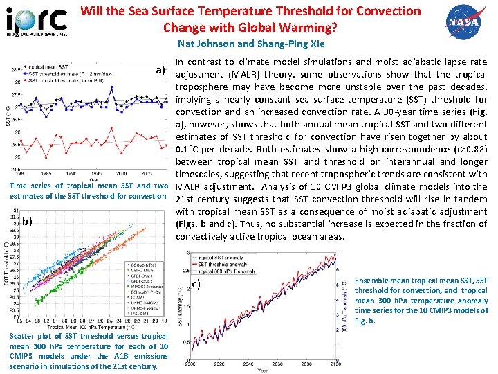 Will the Sea Surface Temperature Threshold for Convection Change with Global Warming? Nat Johnson