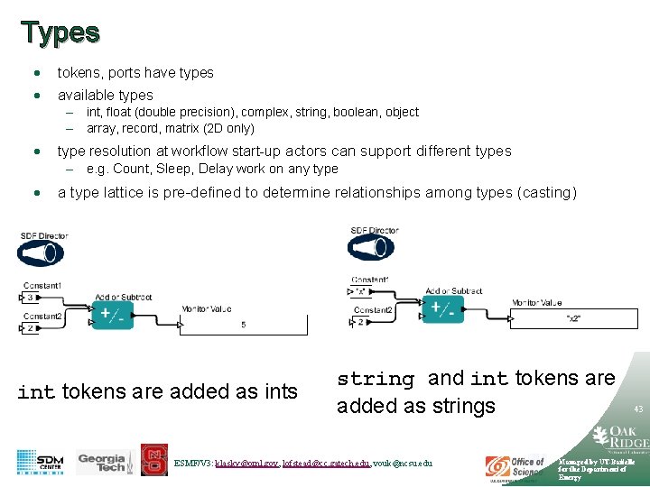 Types · tokens, ports have types · available types – int, float (double precision),