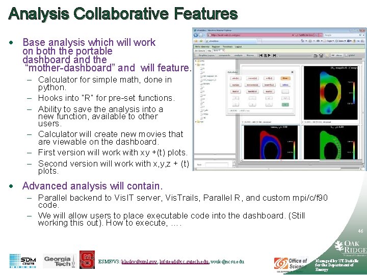 Analysis Collaborative Features · Base analysis which will work on both the portable dashboard