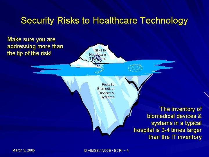 Security Risks to Healthcare Technology Make sure you are addressing more than the tip