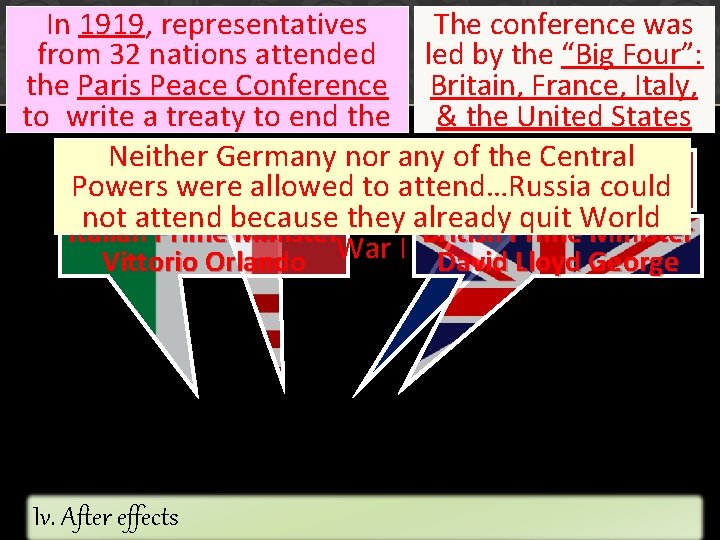 In 1919, representatives The conference was from 32 nations attended led by the “Big