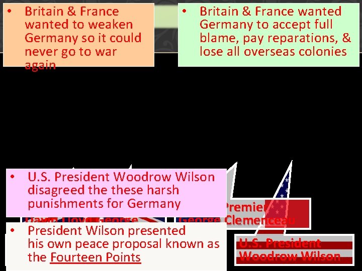  • Iv. After Britain & France effects wanted to weaken Germany so it