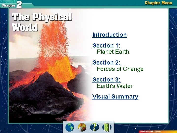 Introduction Section 1: Planet Earth Section 2: Forces of Change Section 3: Earth’s Water