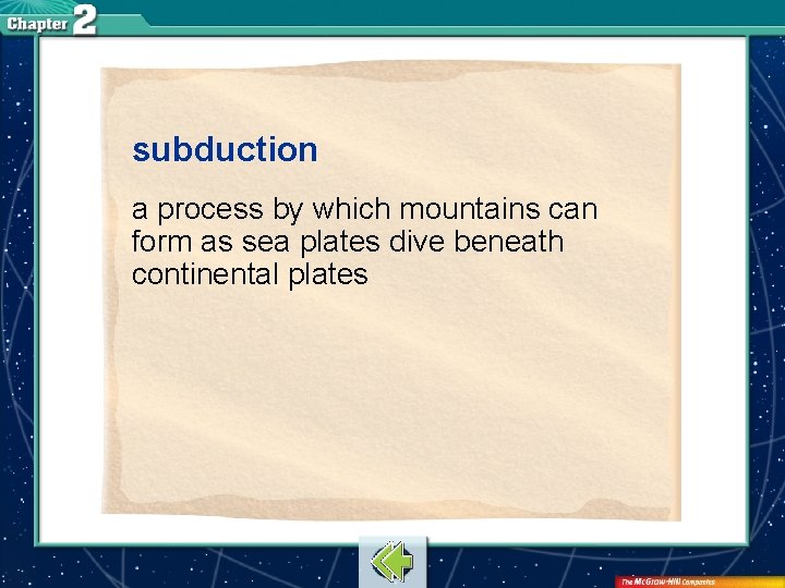 subduction a process by which mountains can form as sea plates dive beneath continental