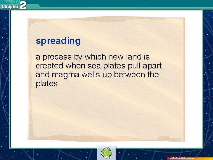 spreading a process by which new land is created when sea plates pull apart