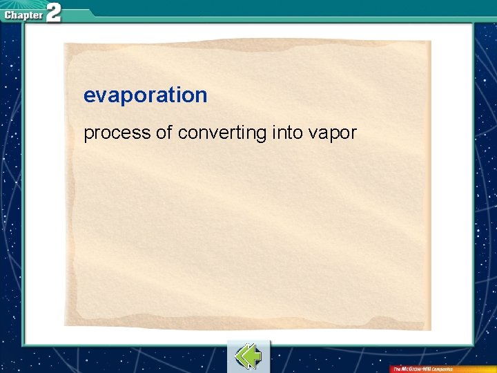 evaporation process of converting into vapor 