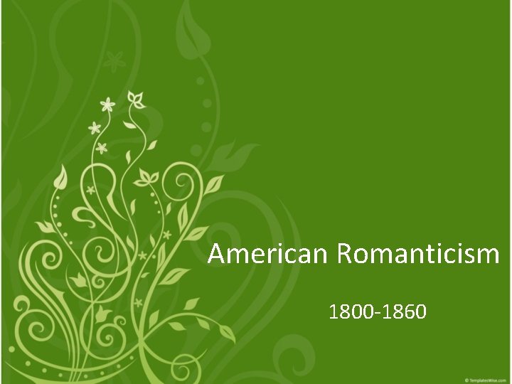 American Romanticism 1800 -1860 