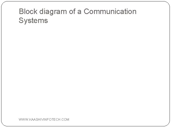 Block diagram of a Communication Systems WWW. KAASHIVINFOTECH. COM 