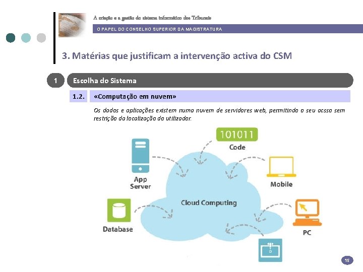 A criação e a gestão do sistema informático dos Tribunais O PAPEL DO CONSELHO