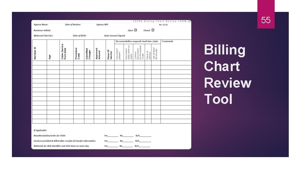 55 Billing Chart Review Tool 