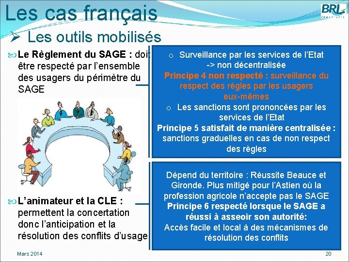 Les cas français Ø Les outils mobilisés Le Règlement du SAGE : doit être