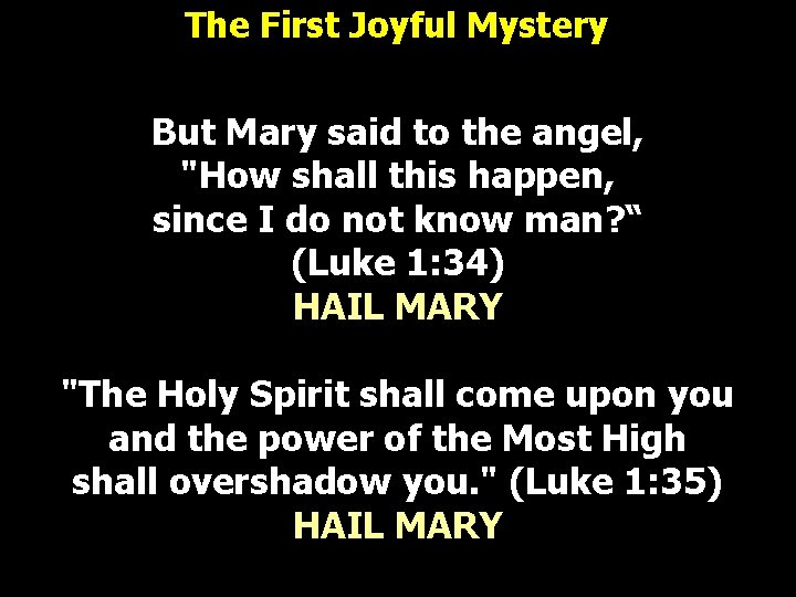 The First Joyful Mystery But Mary said to the angel, "How shall this happen, The First Joyful Mystery But Mary said to the angel, "How shall this happen,