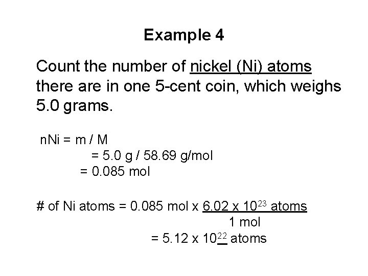 Example 4 Count the number of nickel (Ni) atoms there are in one 5