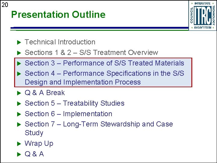 20 Presentation Outline u u u u u Technical Introduction Sections 1 & 2