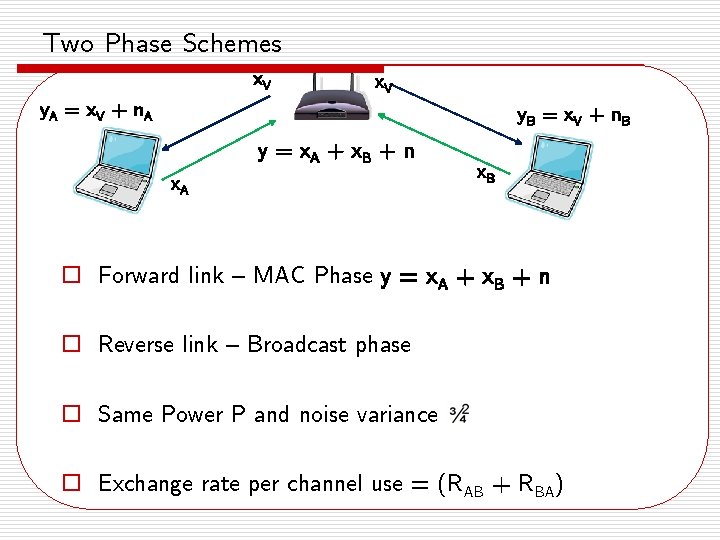 Two Phase Schemes x. V y. A = x V + n. A y.