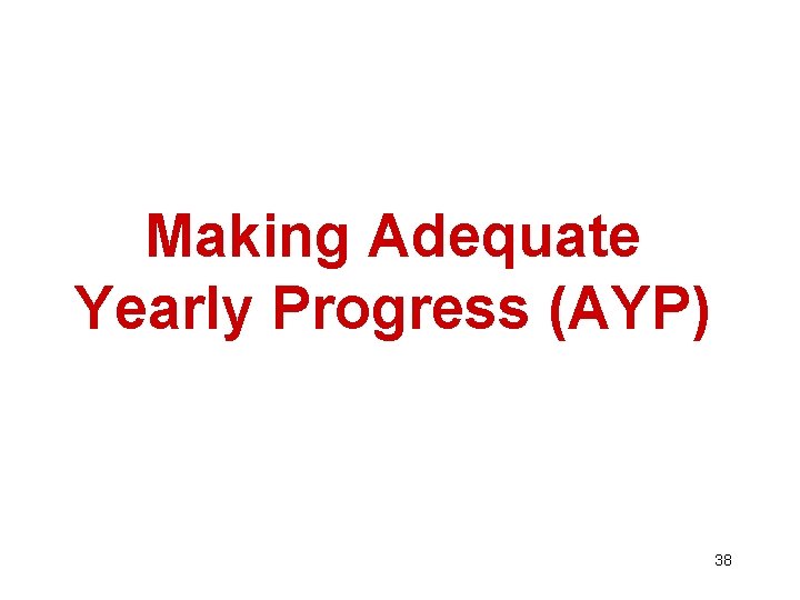 Making Adequate Yearly Progress (AYP) 38 