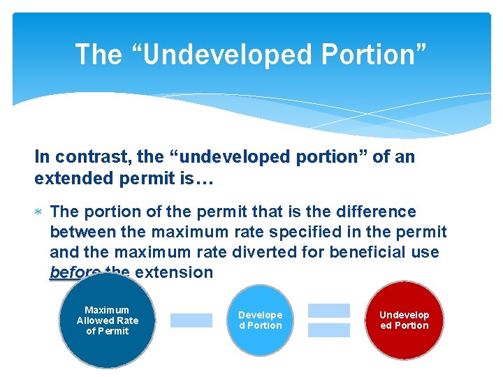The “Undeveloped Portion” In contrast, the “undeveloped portion” portion of an extended permit is…