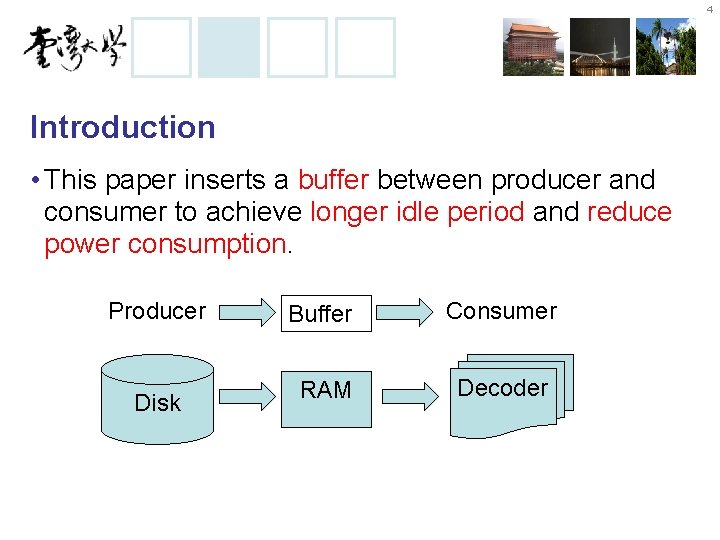 4 Introduction • This paper inserts a buffer between producer and consumer to achieve