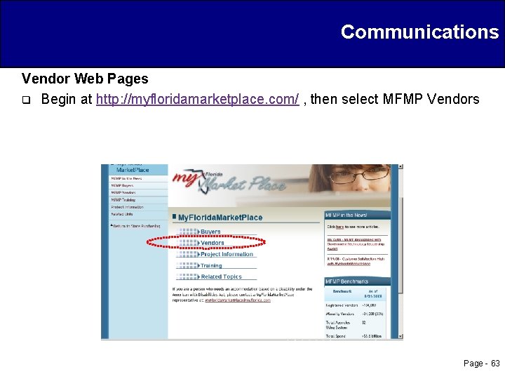 Communications Vendor Web Pages q Begin at http: //myfloridamarketplace. com/ , then select MFMP