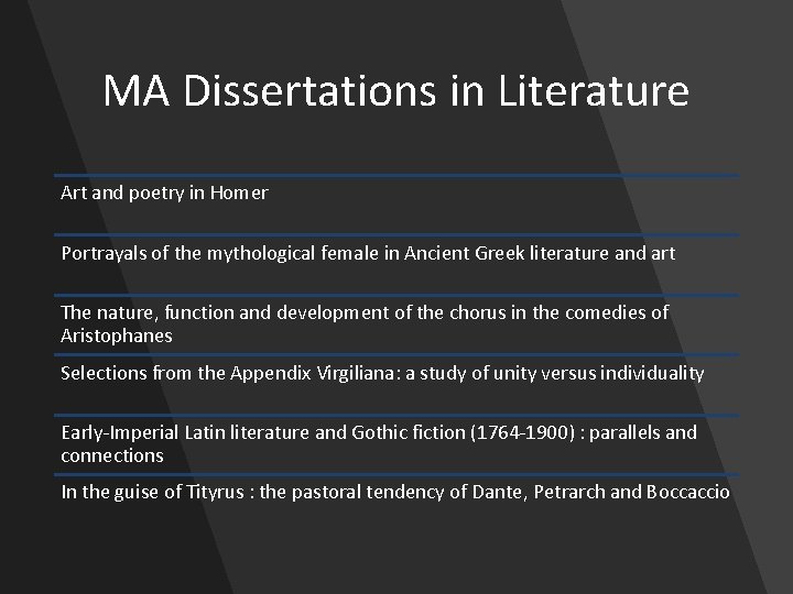 MA Dissertations in Literature Art and poetry in Homer Portrayals of the mythological female