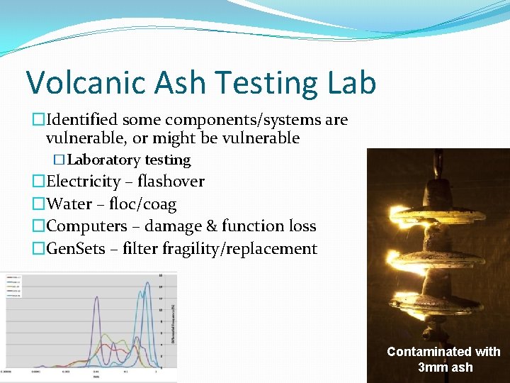 Volcanic Ash Testing Lab �Identified some components/systems are vulnerable, or might be vulnerable �Laboratory