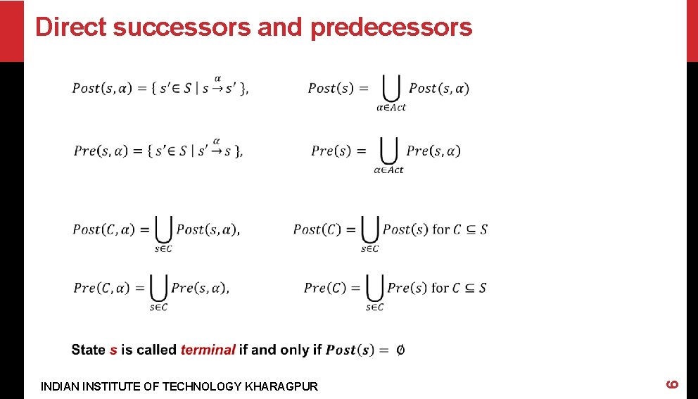 Direct successors and predecessors INDIAN INSTITUTE OF TECHNOLOGY KHARAGPUR 6 Direct successors and predecessors INDIAN INSTITUTE OF TECHNOLOGY KHARAGPUR 6