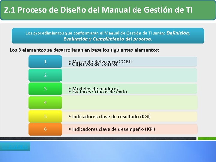2. 1 Proceso de Diseño del Manual de Gestión de TI Los procedimientos que 2. 1 Proceso de Diseño del Manual de Gestión de TI Los procedimientos que