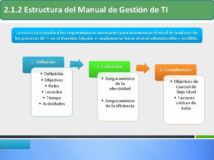 2. 1. 2 Estructura del Manual de Gestión de TI La estructura satisface los 2. 1. 2 Estructura del Manual de Gestión de TI La estructura satisface los