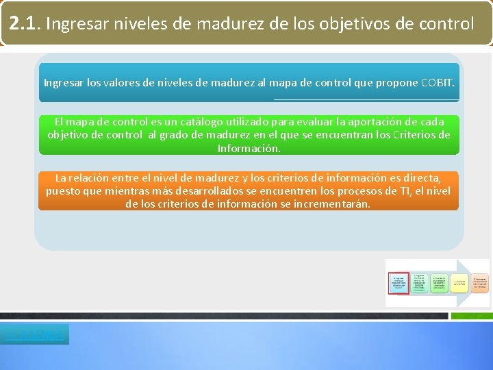 2. 1. Ingresar niveles de madurez de los objetivos de control Ingresar los valores 2. 1. Ingresar niveles de madurez de los objetivos de control Ingresar los valores