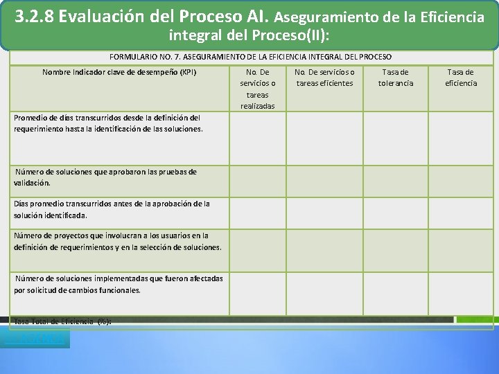 3. 2. 8 Evaluación del Proceso AI. Aseguramiento de la Eficiencia integral del Proceso(II): 3. 2. 8 Evaluación del Proceso AI. Aseguramiento de la Eficiencia integral del Proceso(II):