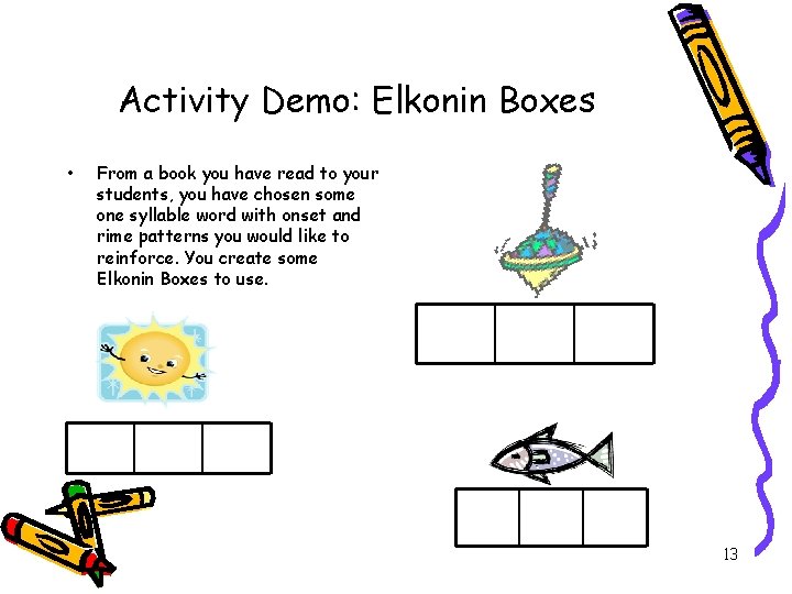 Activity Demo: Elkonin Boxes • From a book you have read to your students,