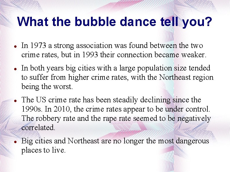 What the bubble dance tell you? In 1973 a strong association was found between