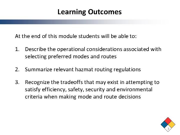 Learning Outcomes At the end of this module students will be able to: 1. Learning Outcomes At the end of this module students will be able to: 1.