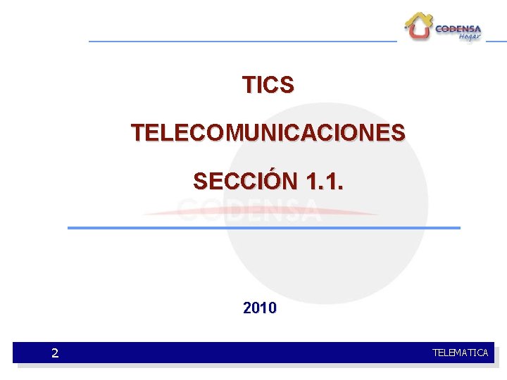 TICS TELECOMUNICACIONES SECCIÓN 1. 1. 2010 2 TELEMATICA 