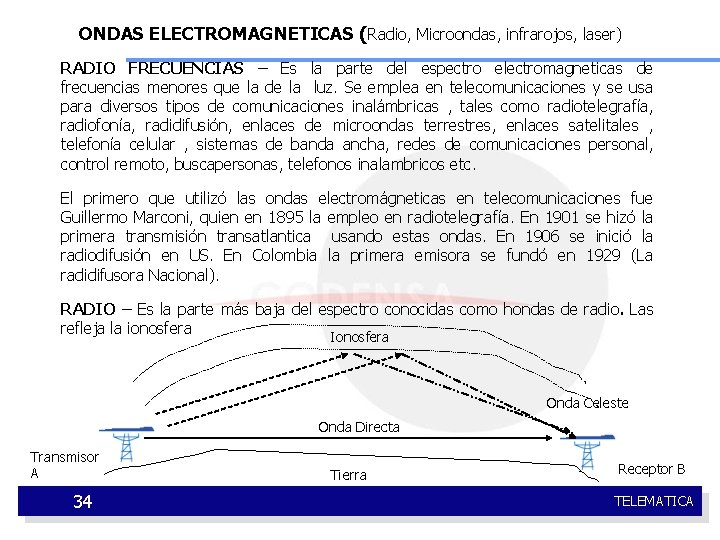 ONDAS ELECTROMAGNETICAS (Radio, Microondas, infrarojos, laser) RADIO FRECUENCIAS – Es la parte del espectro