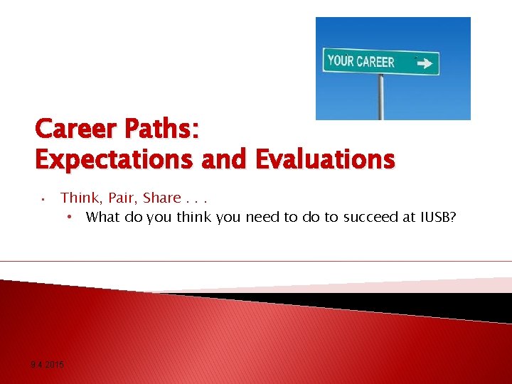 Career Paths: Expectations and Evaluations • Think, Pair, Share. . . • What do