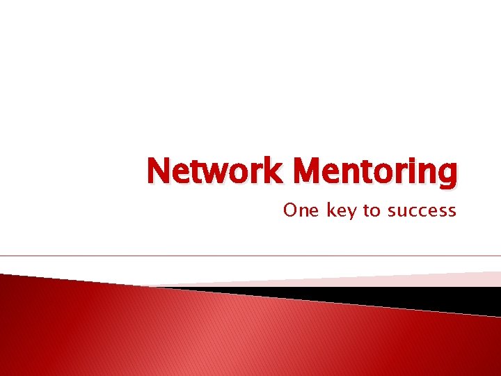 Network Mentoring One key to success 