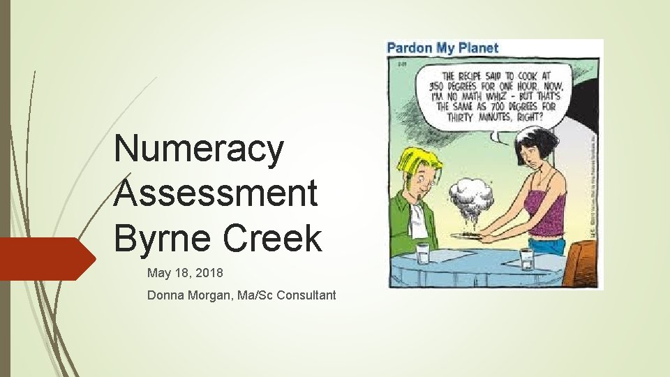 Numeracy Assessment Byrne Creek May 18, 2018 Donna Morgan, Ma/Sc Consultant 