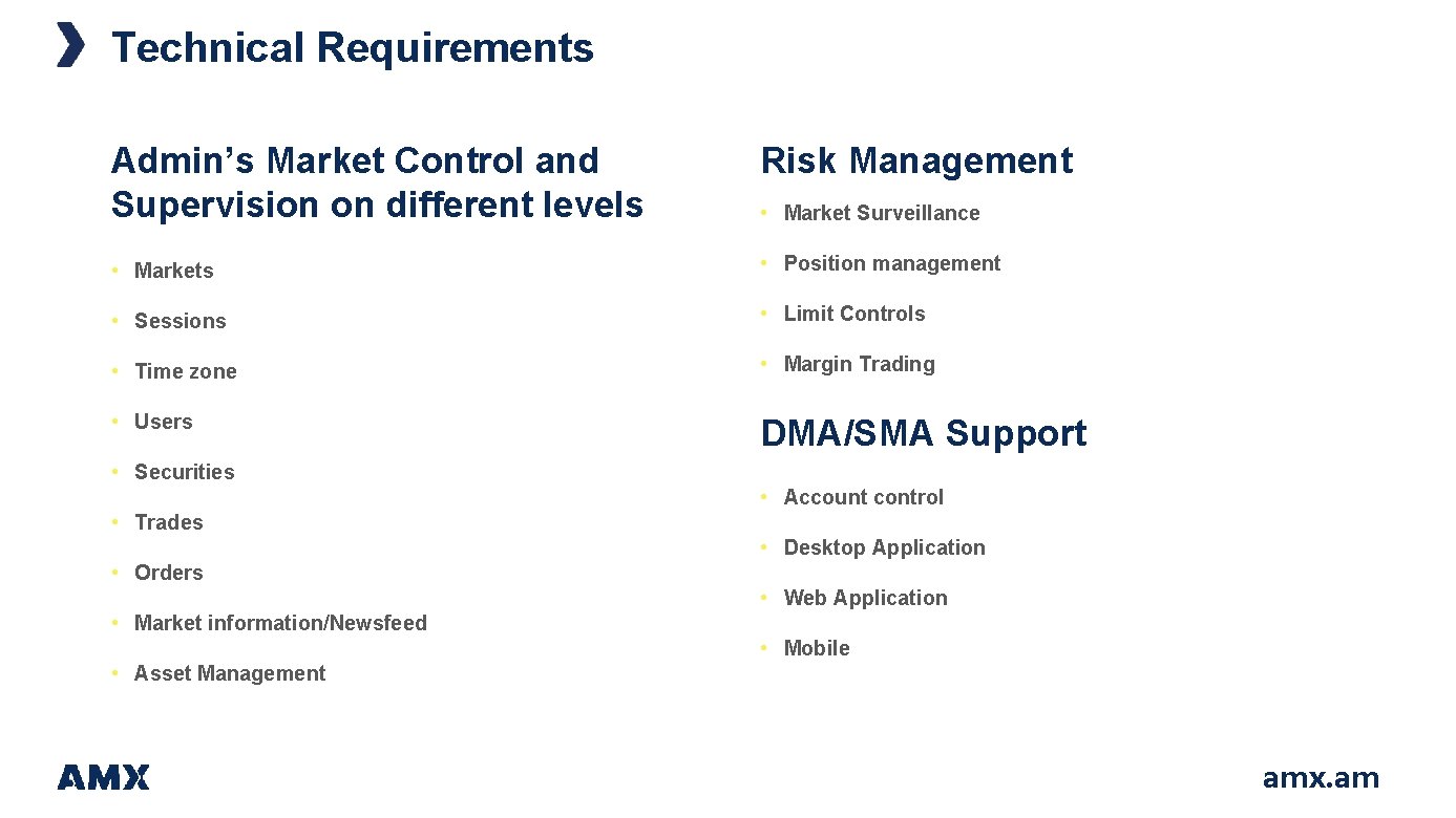 Technical Requirements Admin’s Market Control and Supervision on different levels • Market Surveillance • Technical Requirements Admin’s Market Control and Supervision on different levels • Market Surveillance •