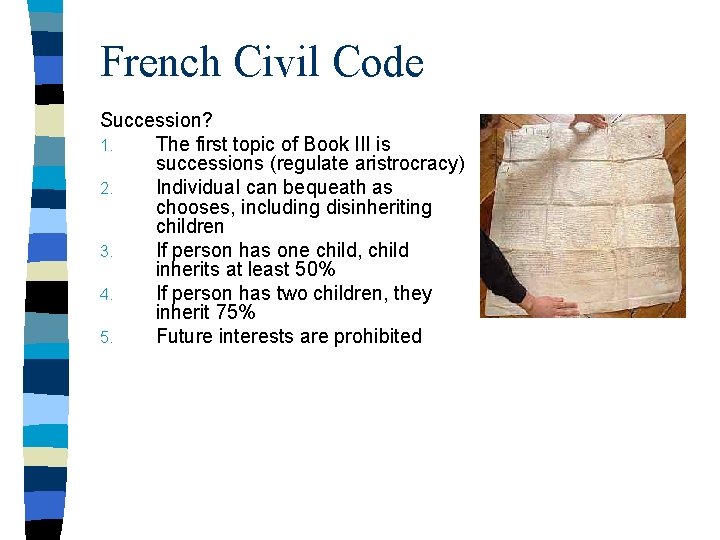 French Civil Code Succession? 1. The first topic of Book III is successions (regulate