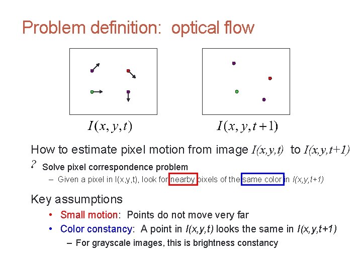 CS 4495 Computer Vision – A. Bobick Motion and Optic Flow Problem definition: optical CS 4495 Computer Vision – A. Bobick Motion and Optic Flow Problem definition: optical