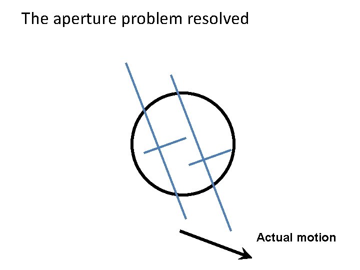 The aperture problem resolved Actual motion The aperture problem resolved Actual motion