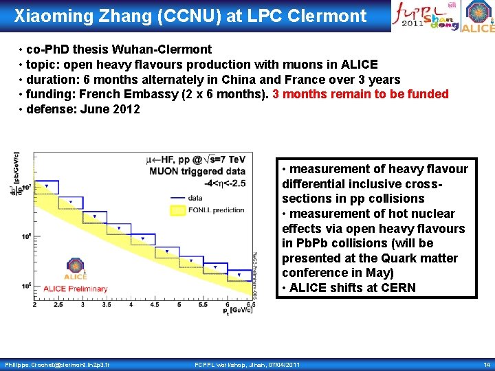 Xiaoming Zhang (CCNU) at LPC Clermont • co-Ph. D thesis Wuhan-Clermont • topic: open