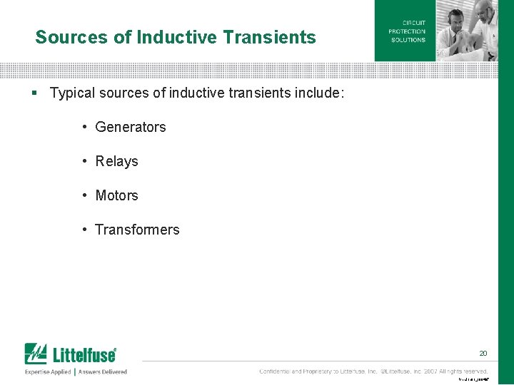 Sources of Inductive Transients § Typical sources of inductive transients include: • Generators • Sources of Inductive Transients § Typical sources of inductive transients include: • Generators •