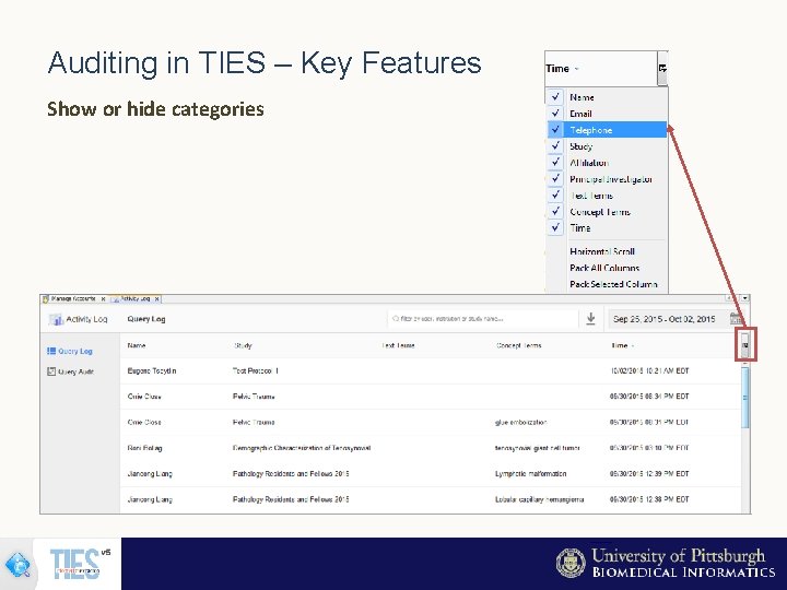 Auditing in TIES – Key Features Show or hide categories 
