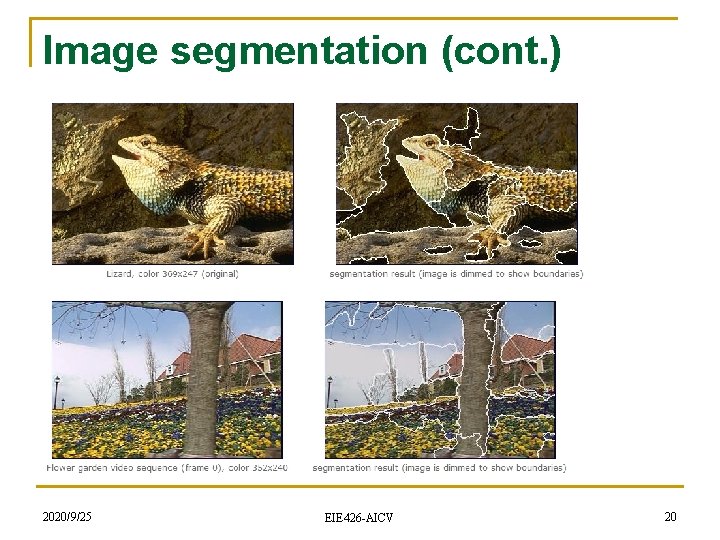 Image segmentation (cont. ) 2020/9/25 EIE 426 -AICV 20 